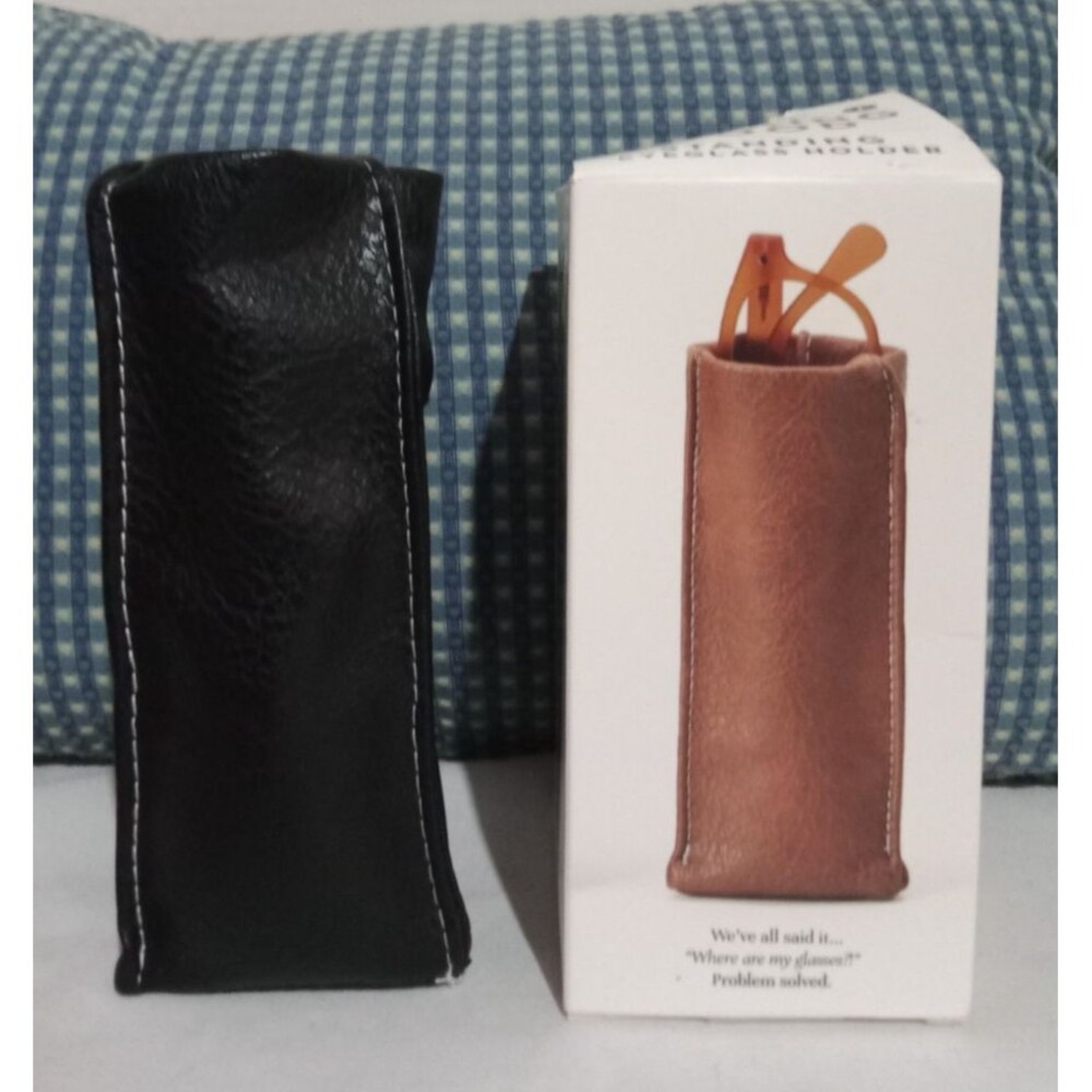 Standing Eyeglass Holder Black Faux Leather Looking Good Eyeglass Cases Storage